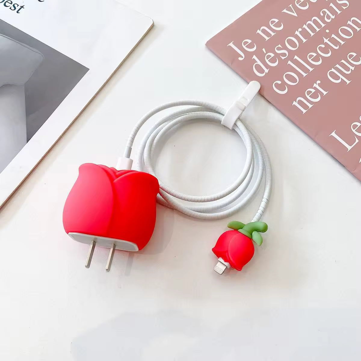 Rose Themed Charger & Cable Protective Case