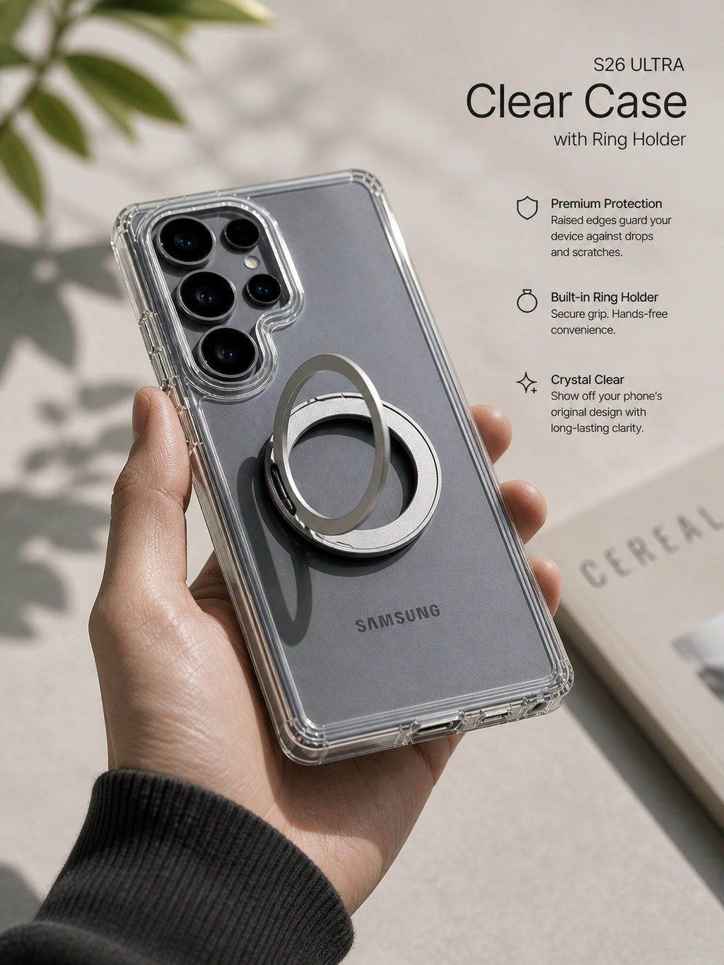 Samsung Magsafe 360 Rotating HaloGrip Clear Case