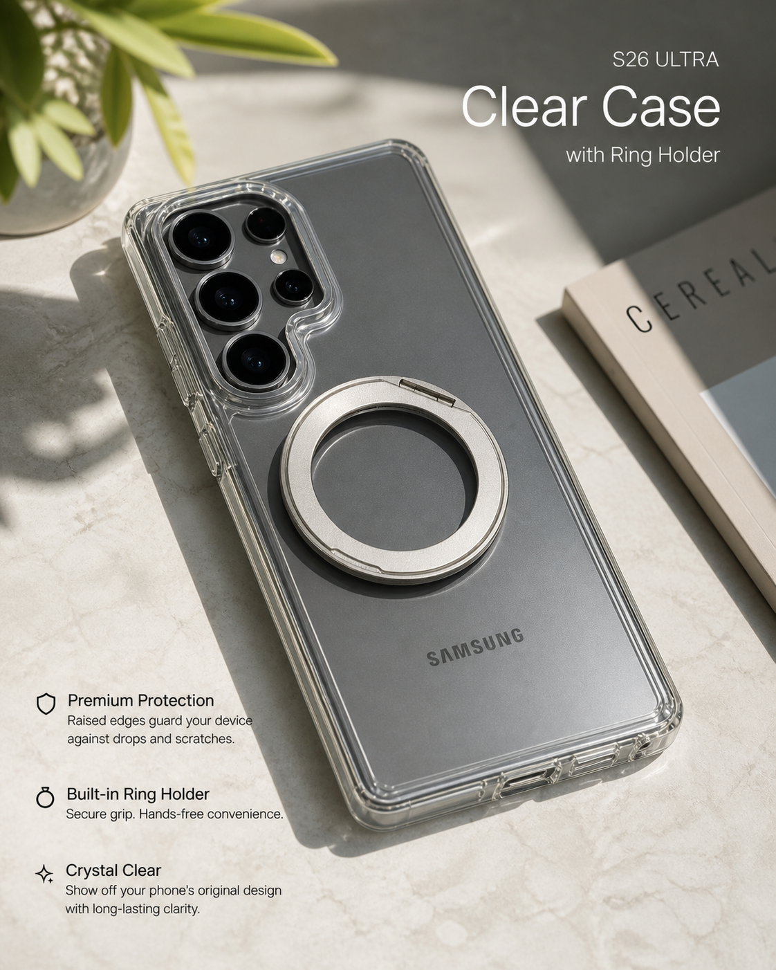 Samsung Magsafe 360 Rotating HaloGrip Clear Case
