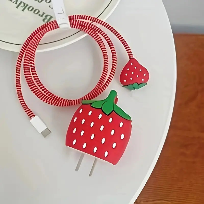 Strawberry Themed Charger & Cable Protective Case