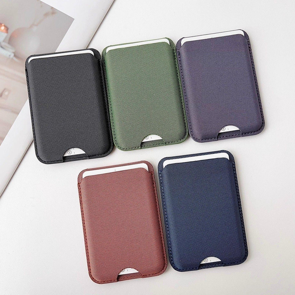 Slim Textile MagSafe Card Holder – 4 Cards | N52 Magnetic - Plum