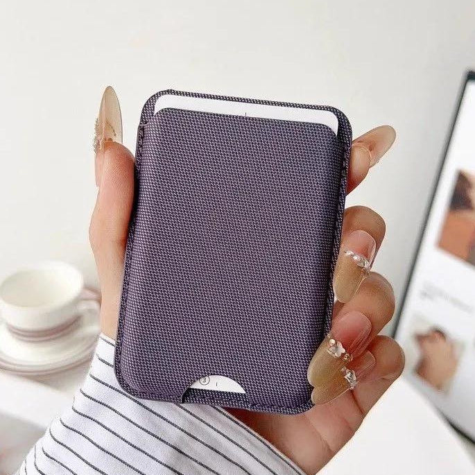 Slim Textile MagSafe Card Holder – 4 Cards | N52 Magnetic - Plum
