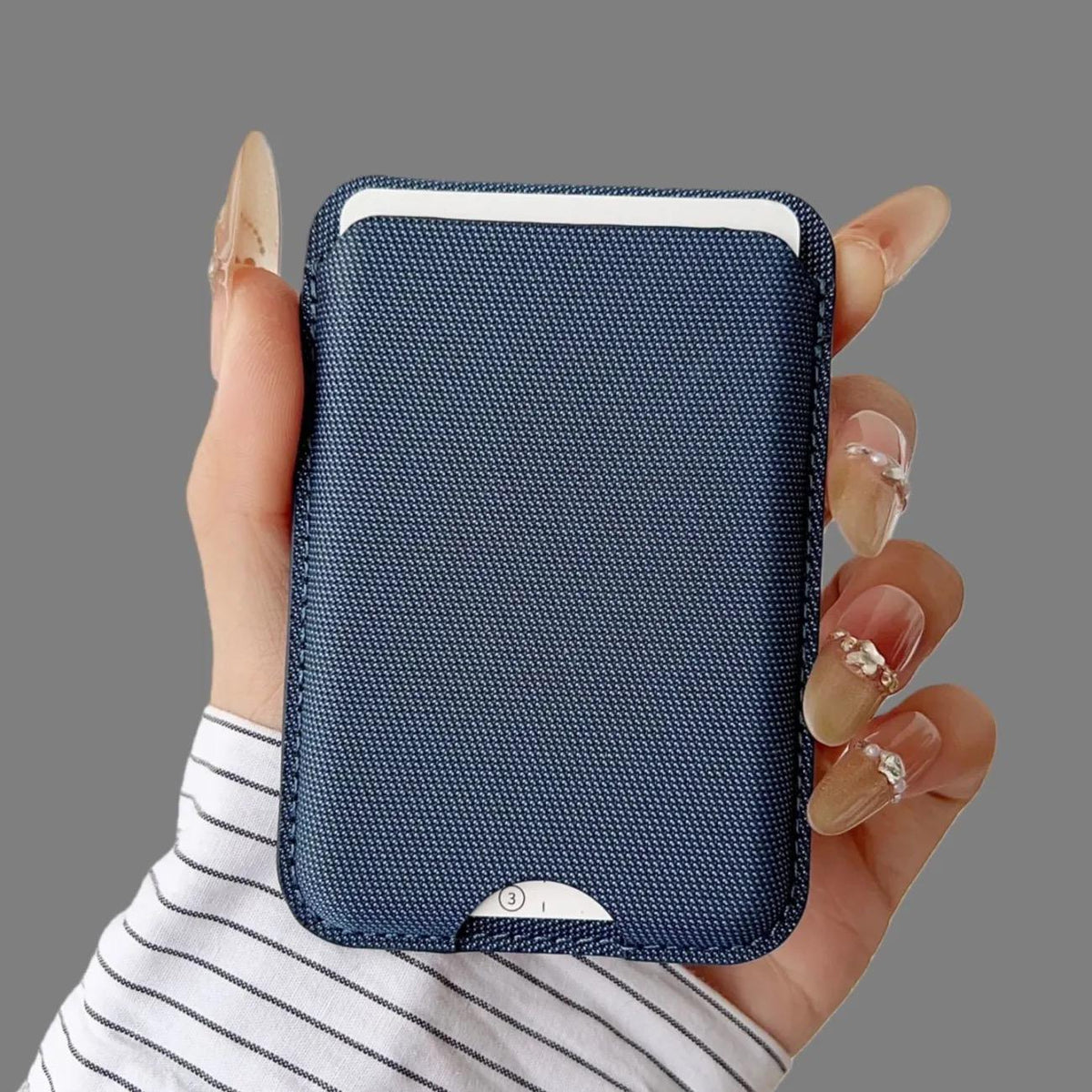 Slim Textile MagSafe Card Holder – 4 Cards | N52 Magnetic - Navy
