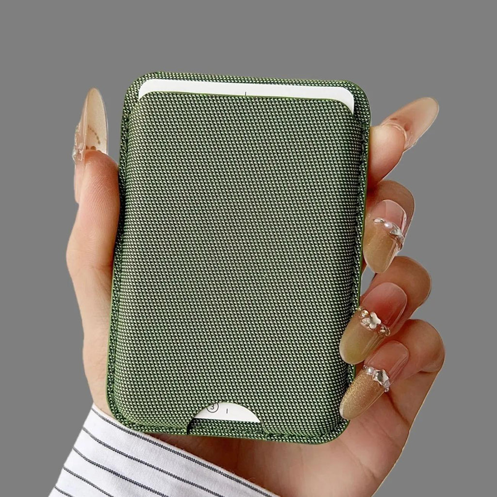 Slim Textile MagSafe Card Holder – 4 Cards | N52 Magnetic - Green