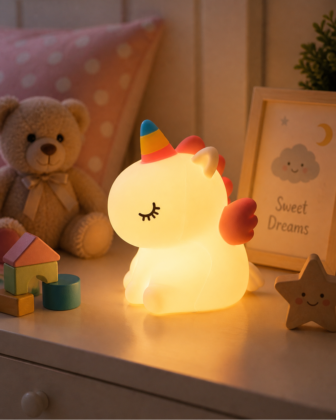 Unicorn Rechargeable Silicone LED Night Light | Touch Lamp