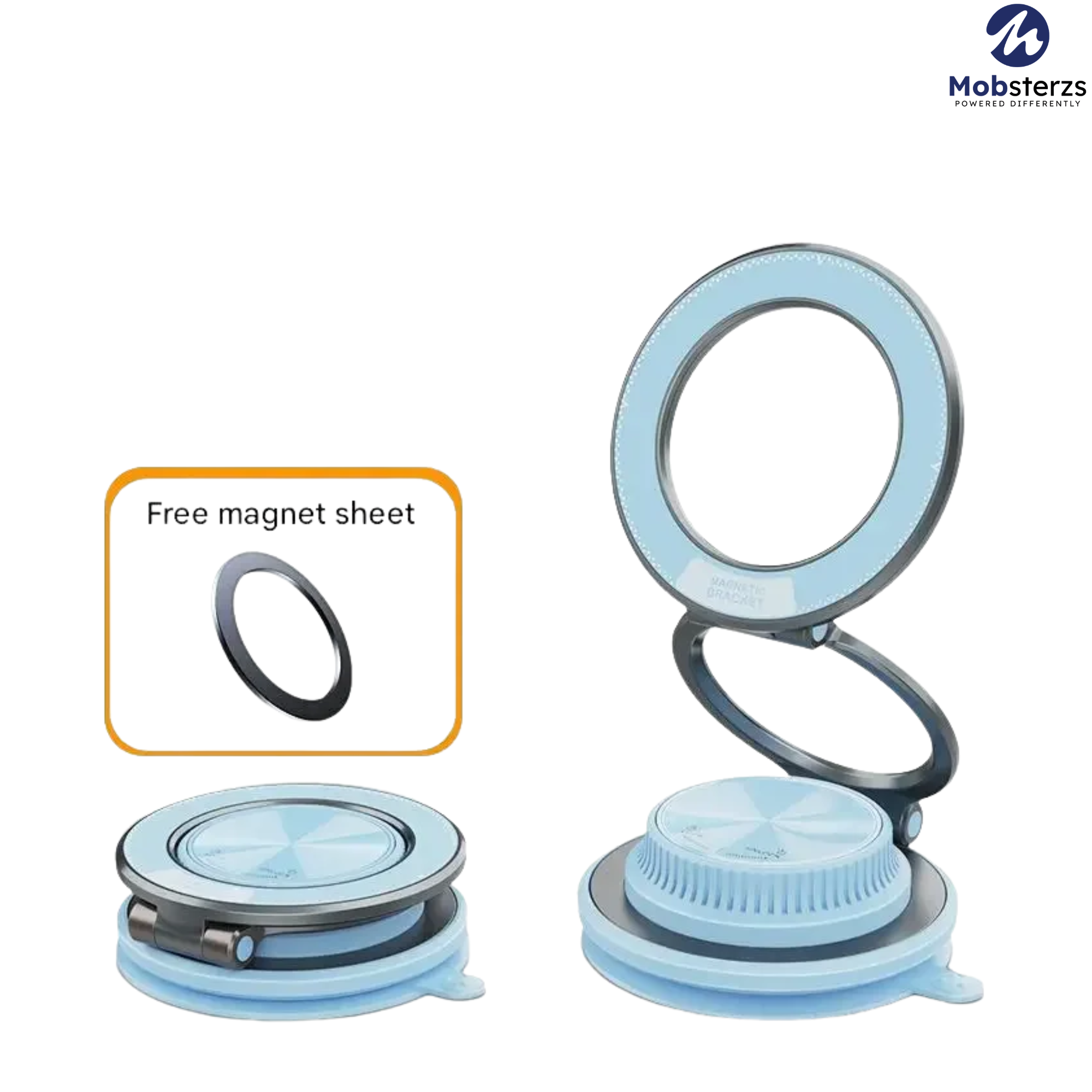 Magnetic Vacuum Phone Mount Holder – Ultra Thin, 20KG Hold, 360° Rotation (Blue)