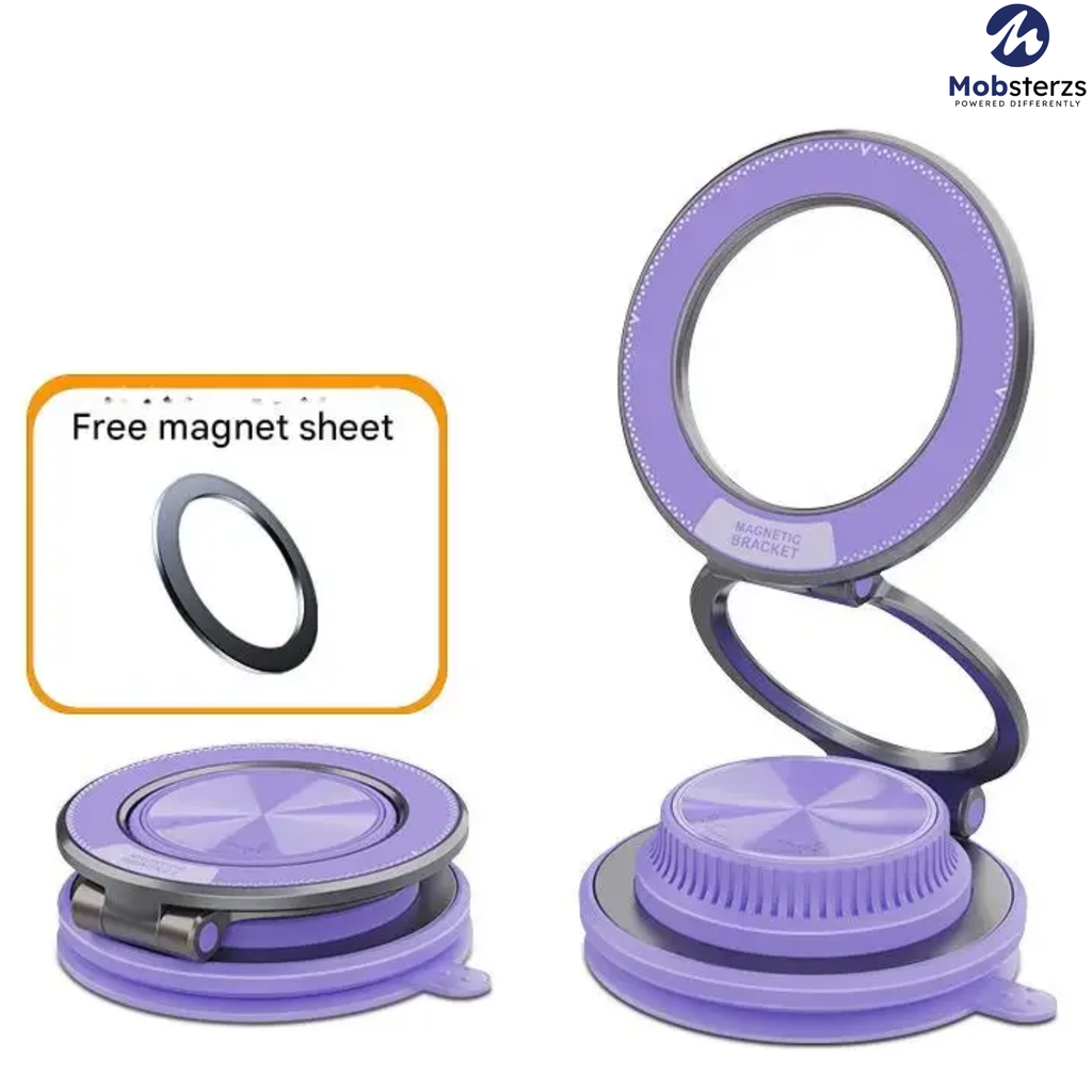 Magnetic Vacuum Phone Mount Holder – Ultra Thin, 20KG Hold, 360° Rotation (Purple)