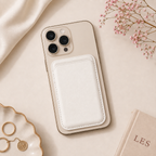 Premium Magnetic Leather Card Holder | N52 Magnet & RFID Block - Ivory