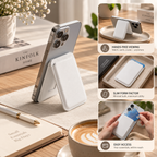 Premium Magnetic Leather Card Holder | N52 Magnet & RFID Block - Ivory