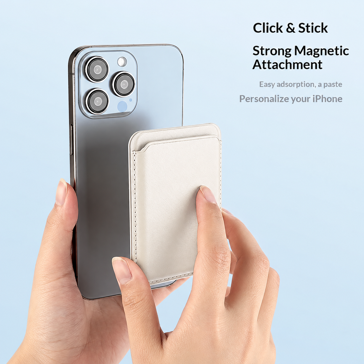 Premium Magnetic Leather Card Holder | N52 Magnet & RFID Block - Ivory