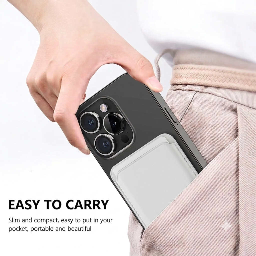 Premium Magnetic Leather Card Holder | N52 Magnet & RFID Block - Ivory