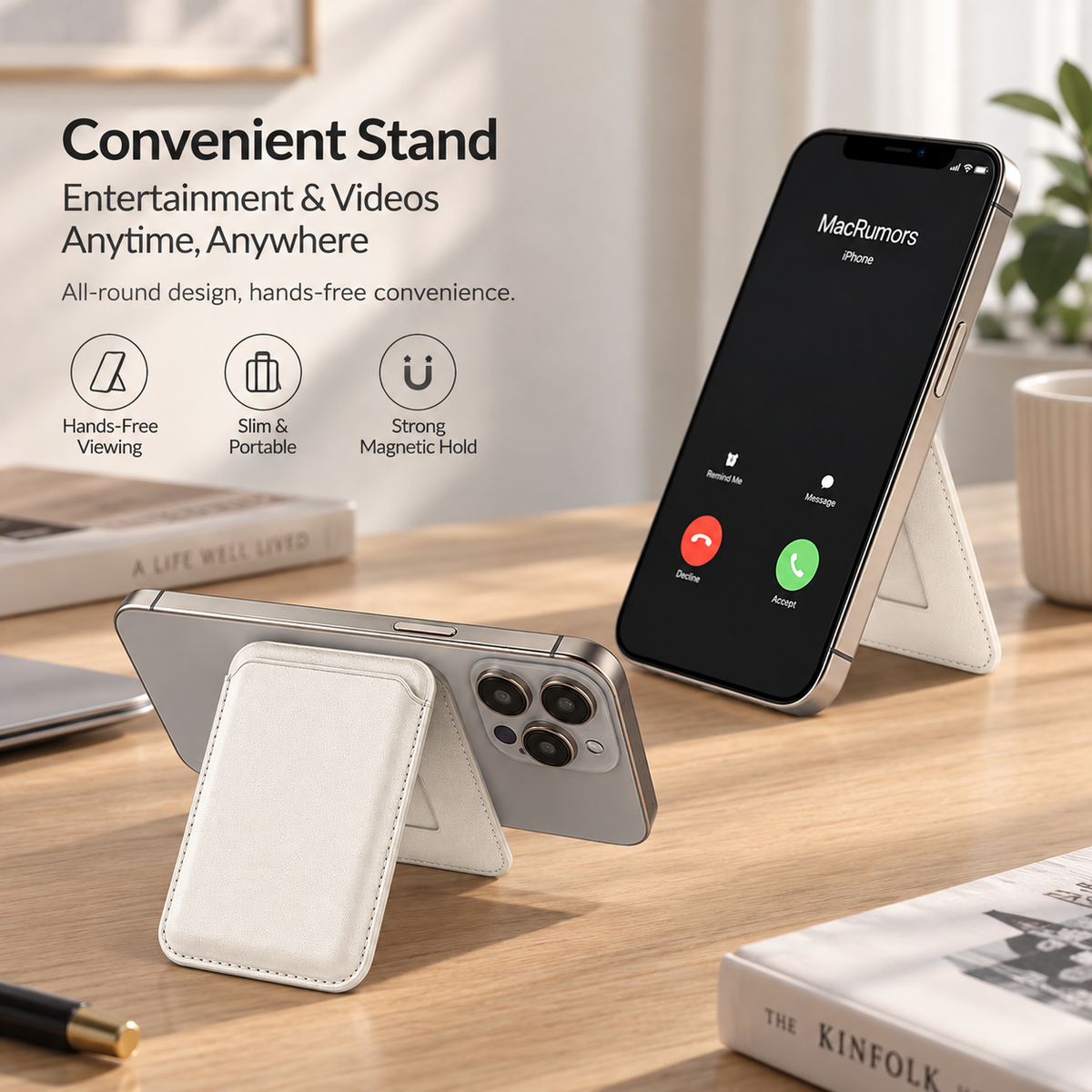 Premium Magnetic Leather Card Holder | N52 Magnet & RFID Block - Ivory