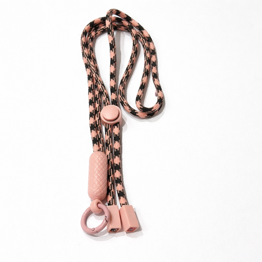 Pastel Peach and Black Crossbody Phone Lanyard
