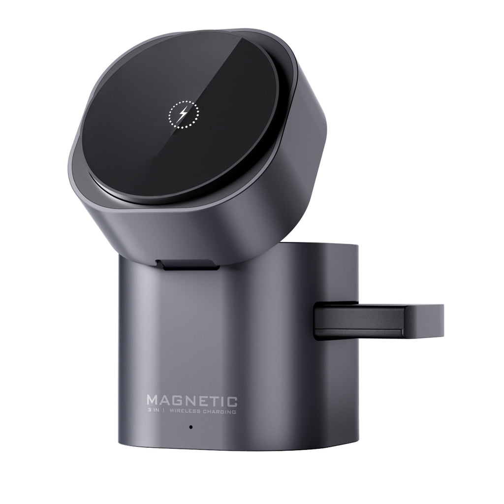 3-in-1 Magnetic Wireless Charging Station, 15W Fast Charger for Phone, Watch & Earbuds