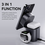 3-in-1 Magnetic Wireless Charging Station, 15W Fast Charger for Phone, Watch & Earbuds