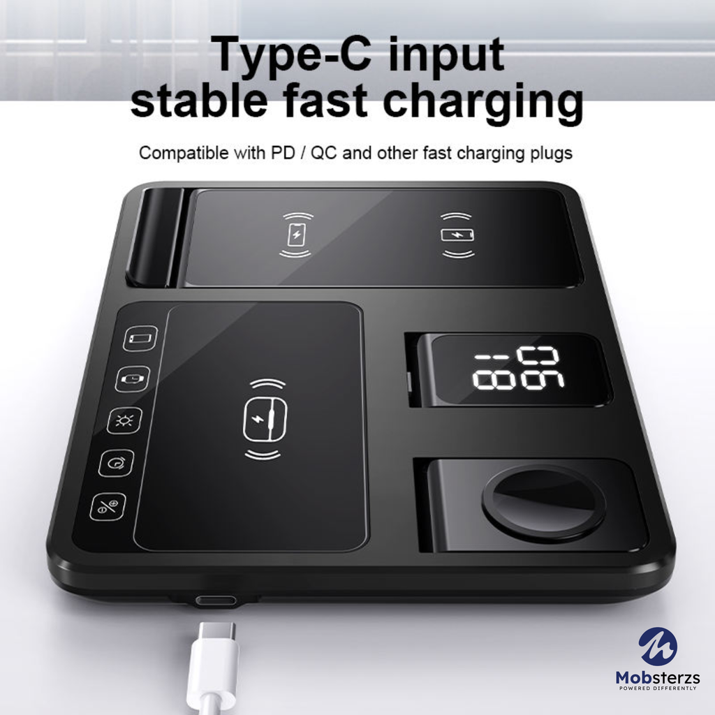 4-in-1 Fast 15W Portable Multi-Functional Wireless Charging Dock